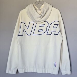 Jack & Jones X NBA Fleece Embroidered Basketball Hoodie Sweatshirt Cream Men's M